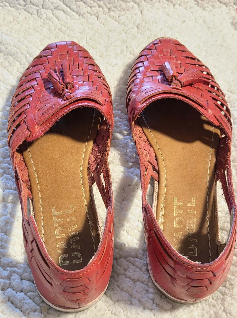 Women's Red Woven Leather Huaraches, Sizes 8 and 9 - Picture 7 of 13